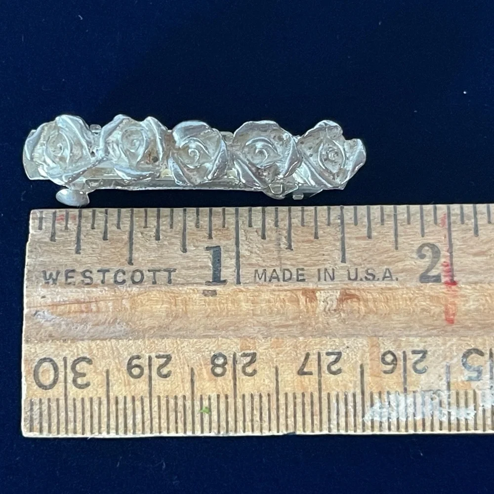 Vintage sterling silver rose, hair clip, wedding veil clip